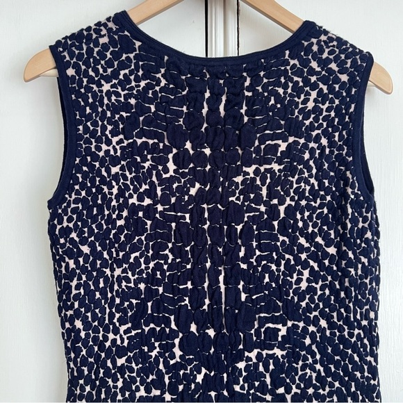 Sioni Textured Sweater Dress Sleeveless Cream and Navy Bodycon Size Medium - Picture 4 of 7